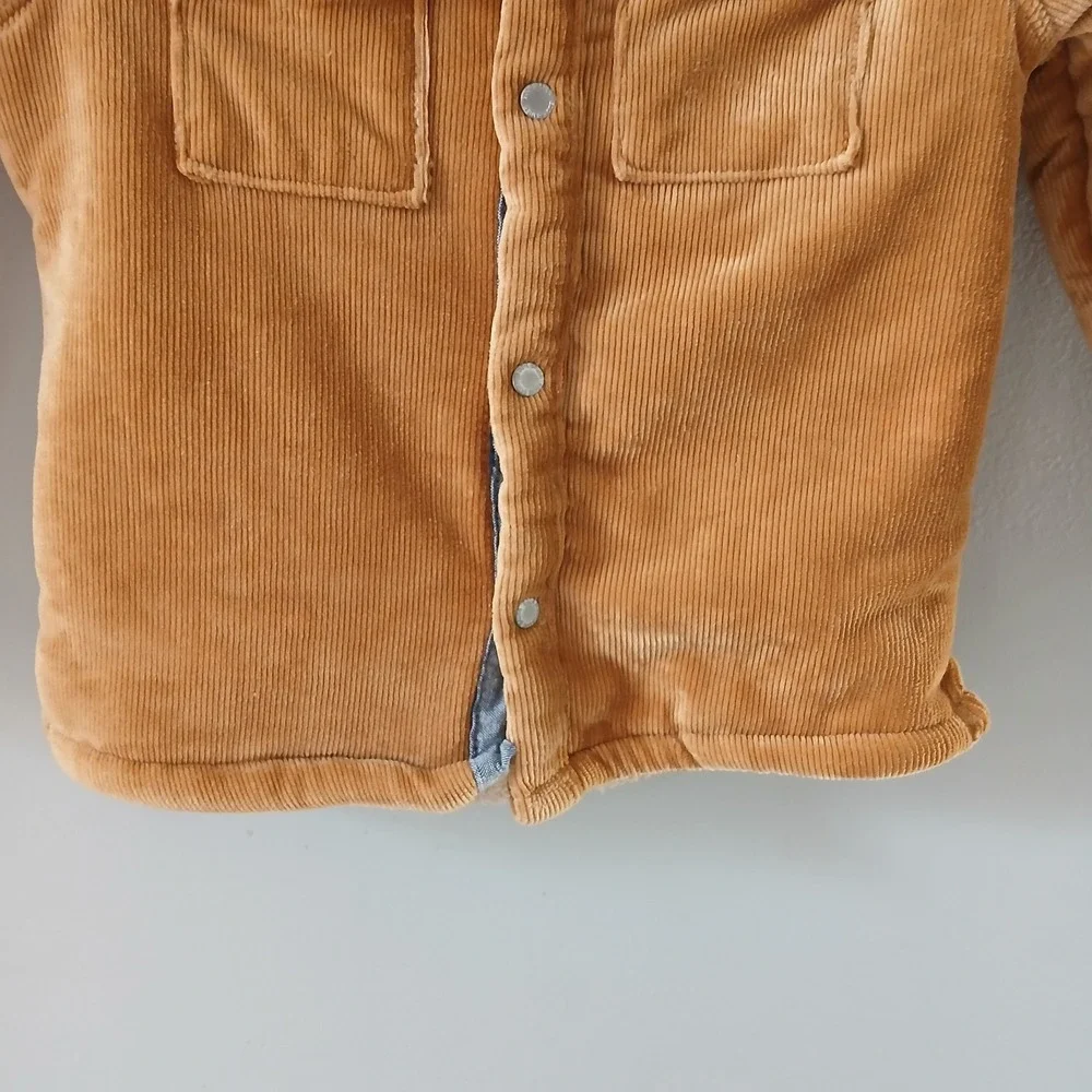 Eddie Bauer Boys 3t Jacket Corduroy Long Sleeve‎ Sherpa Lined Button up Tan - Picture 5 of 13